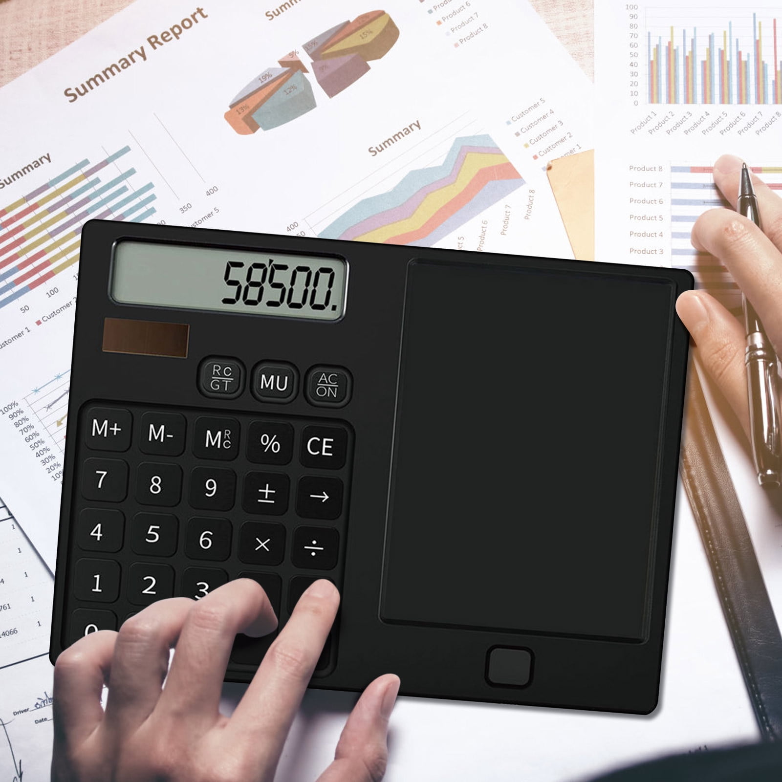 PEONAVET Calculator Calculator Calculator Calculator Calculator Handwriting Board Business Office Student Straight Board Calculator 12 Digit Solar LCD Handwriting Board Calculator