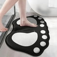 thumbnail image 2 of Black Soft And Absorbent Foot Mat With Cartoon Footprint Shape And Easy Wash Care For Bathroom And Entryway 23.6X15.7 Inch, 2 of 7