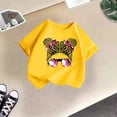 thumbnail image 5 of LUOGENLI T-Shirt pour Filles Enfant Filles Mignon Imprimé Graphique Col Rond Manche Courte Tee Été Décontracté Chemise Hauts Boho Maxi Hauts Jaune 7-8 Ans, 5 of 5