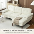 thumbnail image 4 of HOMCOM L-Shape Sofa with Right Chaise Lounge and Rubber Wooden Legs, Cream, 4 of 10