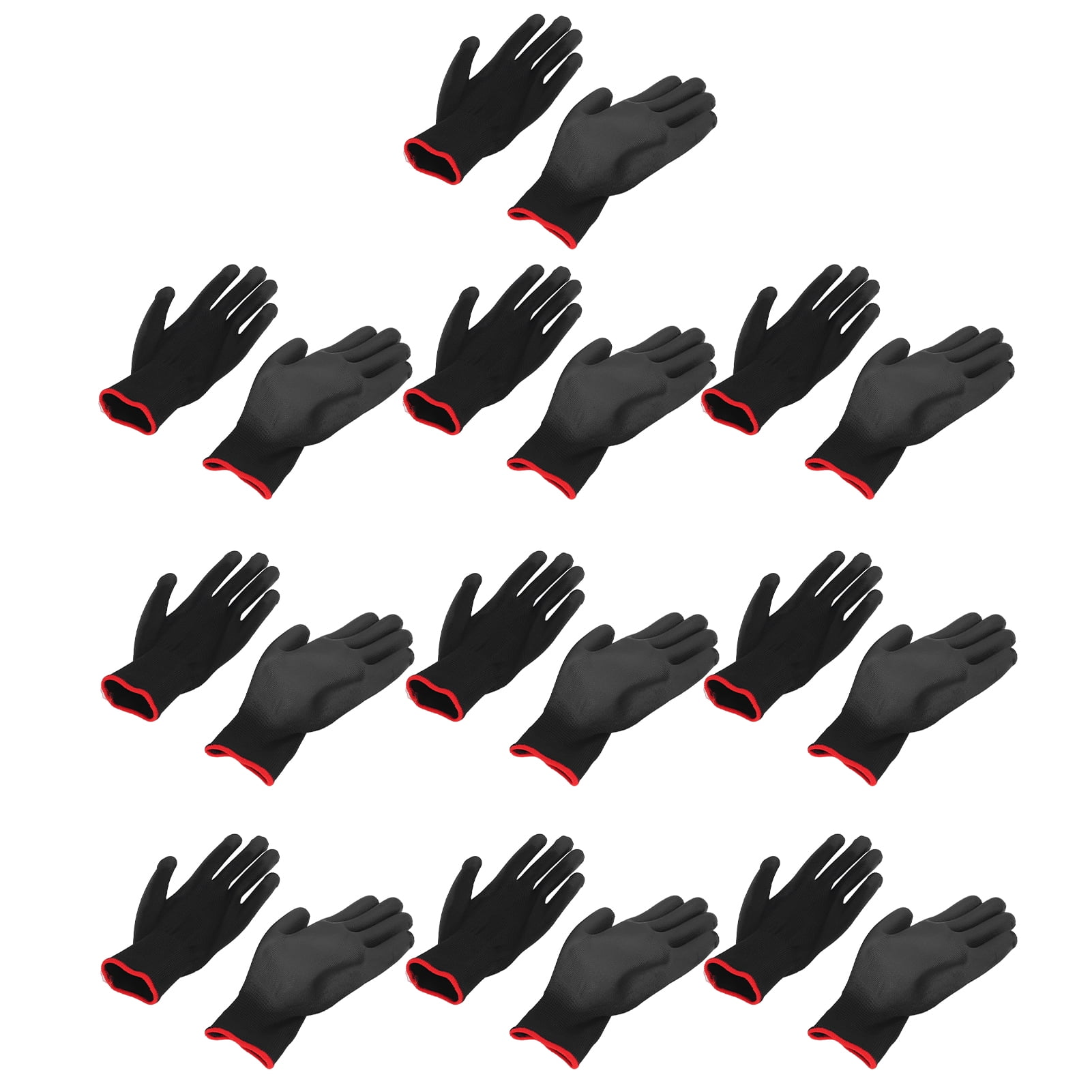 Work Gloves Men, Work Gloves Pack 10 Pairs Safety Work Gloves PU Coated Static Proof Nylon General Black with Red Edge for Lab, Electronic Workshop, Gardening
