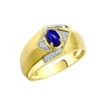 thumbnail image 3 of RYLOS Mens Rings Yellow Gold Plated Silver Ring 6X4MM Oval Shape Gemstone & Diamond Ring Lapis September Birthstone Rings For Man Silver Rings Size 9, 3 of 7