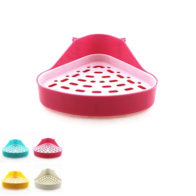 Triangle Potty Trainer Corner Litter Toilet for Small Animal Hamster Gerbil Bunny Chinchilla Guinea Pig Ferret Size Small (Random Color & Style)