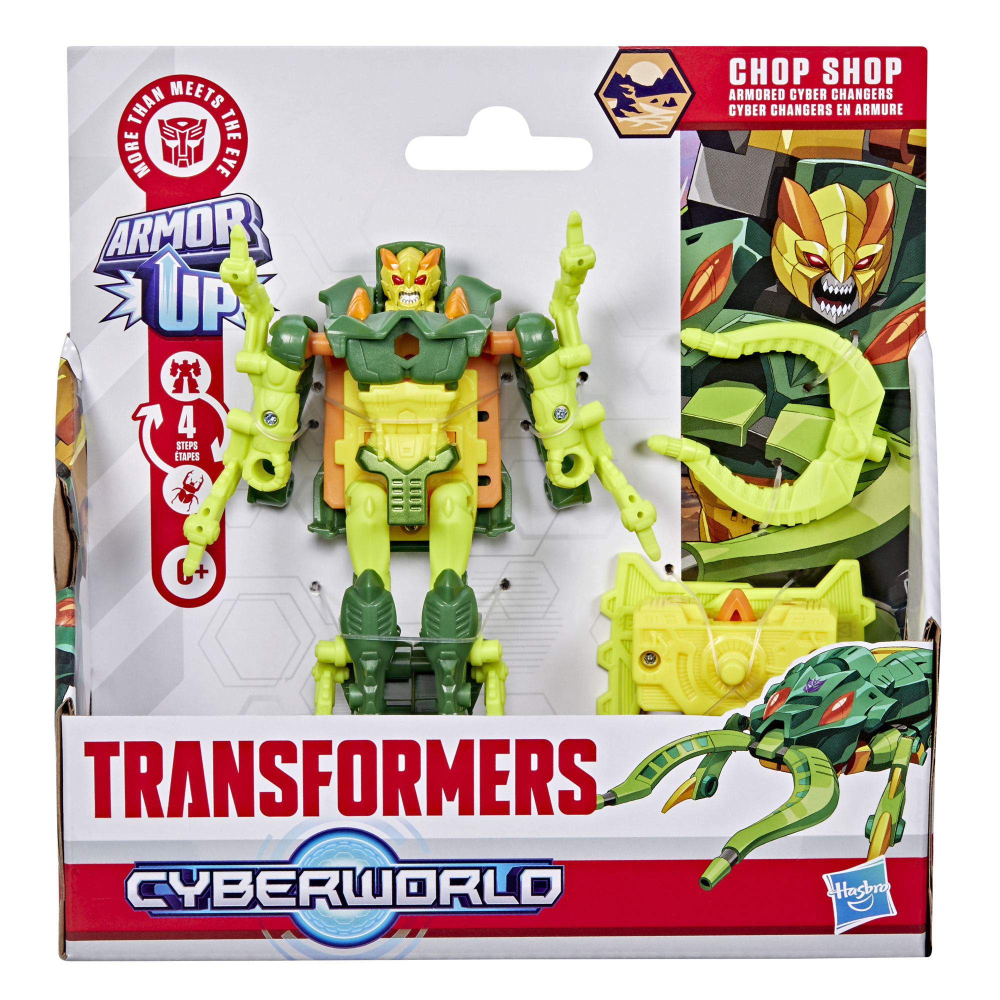 Transformers CYBERWORLD, figurine Cyber Changers Chop Shop en armure