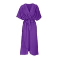 thumbnail image 3 of BEFOKA Robe pour Femme Grande Taille, Liquidation de Robes d'Été pour Femmes, Robe Longue Irrégulière Décontractée Unie à Lacets pour Femme, 3 of 4
