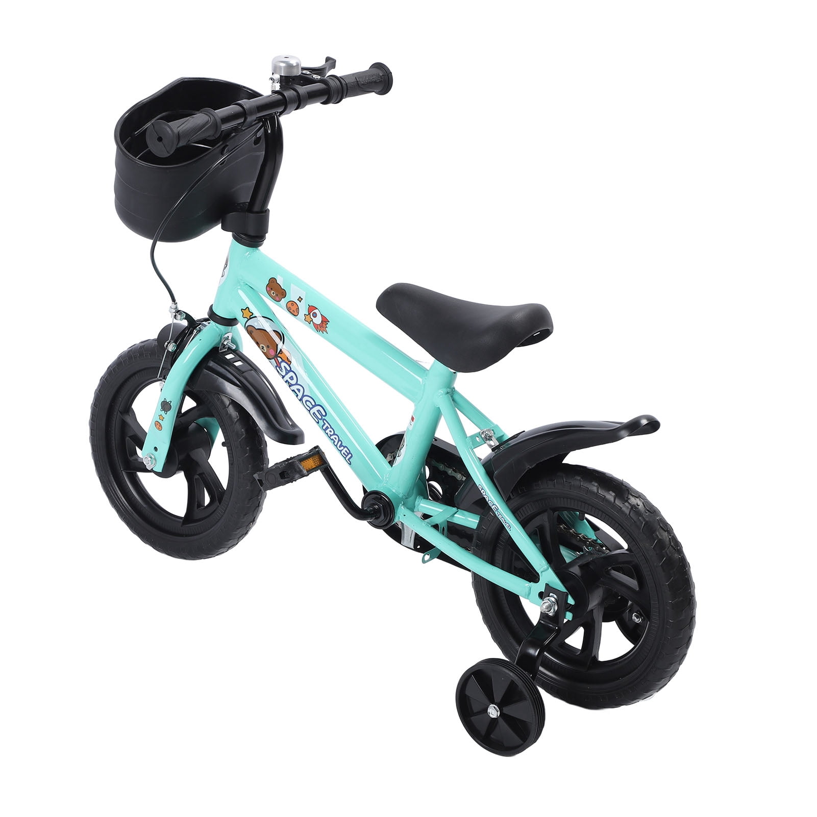 Kids Bike, High Carbon Steel Frame Elastic Cushion Toddler Bicycle Fully Closed Chain Cover Large Saddle Prevent Foot Stuck with Training Wheels for Daily Use