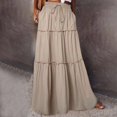 thumbnail image 2 of JUNWELL Womens Boho Maxi Skirts Elastic Waist Ruffle Tiered Pleated A-Line Flowy Beach Vacation Summer Skirts with Pockets, 2 of 7