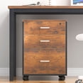 thumbnail image 5 of Soges Classeur Mobile à 3 Tiroirs, Armoire de Classement Roulante, Armoire de Bureau Moderne avec Serrure et Roulettes, Brun, 5 of 5