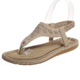 thumbnail image 3 of Hyknon Sandals for Women Large Size New Toe Clip Rhinestone Sandals Elastic Flat Shoes Arch Support Comfortable Sandals, 3 of 5
