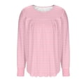 thumbnail image 4 of Lmnyox Hauts Grande Taille pour Femmes, Manches Longues Surdimensionnées, Col Rond, Chemises Plissées, Blouses Décontractées Mode, 4 of 6