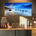 thumbnail image 1 of Moeraki Rochers sous Ciel Nuageux - Impression Photo sur Toile Bord de Mer, 1 of 3