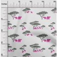 thumbnail image 1 of oneOone Silk Tabby Fabric Tree & Animals Ikat Print Fabric By The Yard 42 Inch Wide, 1 of 4