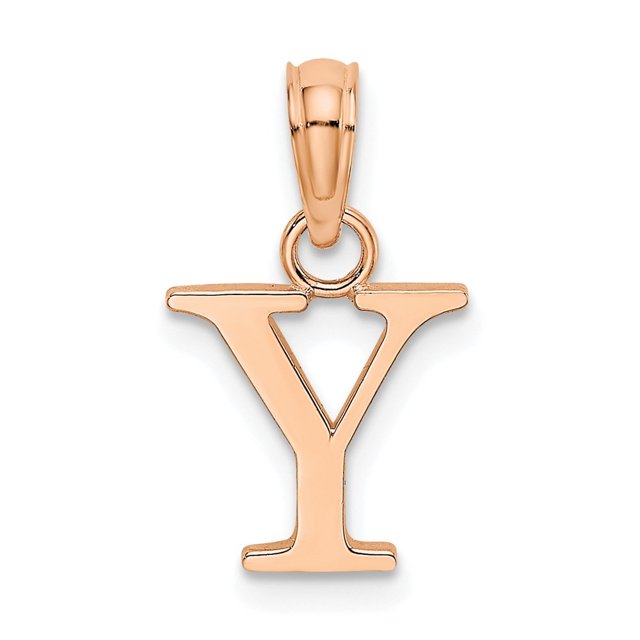 Diamond2Deal 14K Rose Gold Block Letter Y Initial Pendant for Women