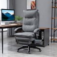 thumbnail image 2 of Vinsetto Chaise de Bureau Pivotante à 360° à Hauteur Réglable, Fauteuil Inclinable en Tissu Style Lin avec Repose-Pieds Rétractable et Double Rembourrage, Gris, 2 of 10