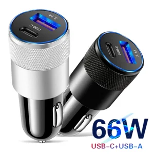 66W Voiture USB Adaptateur Fast Super Car Charger Cigarette Lighter PD USB Car Charger Auto pièces accessoires pour iPhone Xiaomi Samsung