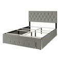 thumbnail image 4 of HMD Deborah Queen Tufted Upholstered Storage Panel Bed, Gray, 4 of 5