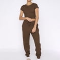 thumbnail image 2 of Yuyuzo Ensemble 2 Pcs pour Femme Survêtement Décontracté T-Shirt Court à Manches Courtes Col Ras du Cou Pantalon Jogger Ensembles de Sport, 2 of 7