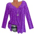 thumbnail image 2 of Pompotops Blouse à Manches Longues Col en V Imprimée pour Femmes Grande Taille Pull Tops Chemise Liquidation, 2 of 3