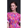 thumbnail image 2 of Bimba Robe Longue Imprimée à Taille Smockée en Rayonne avec Plumes Colorées Fente Latérale pour Femme-Grande, 2 of 6