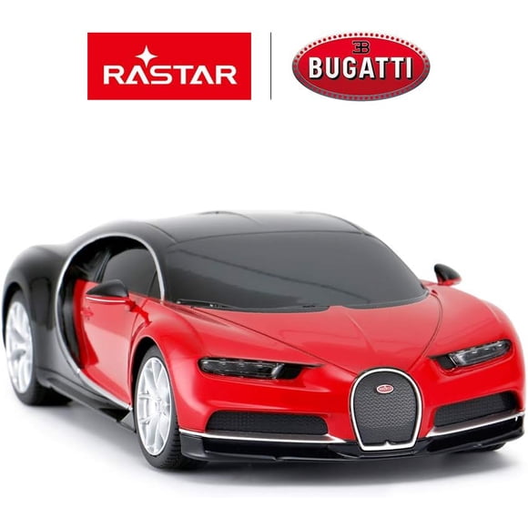 Bugatti Car Model Rastar 1/24 RC Bugatti Chiron Remote Control Car Kids RC Toy, Red
