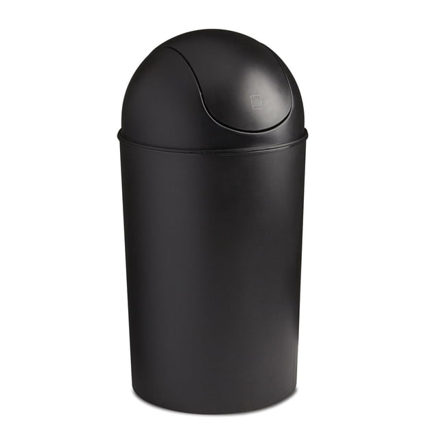 Poubelle Noire Grand Can 10,25 g avec Corps en Polypropylène durable et Couvercle à Couvercle Basculant, Noir Mat, 26 Pouces de Hauteur et 13 Pouces de Diamètre, Capacité de 10 Gallons, Convient à la Cuisine, au Bureau Ou à un Usage commercial, compatible avec Divers types de Sacs et Facile à Nettoyer.
