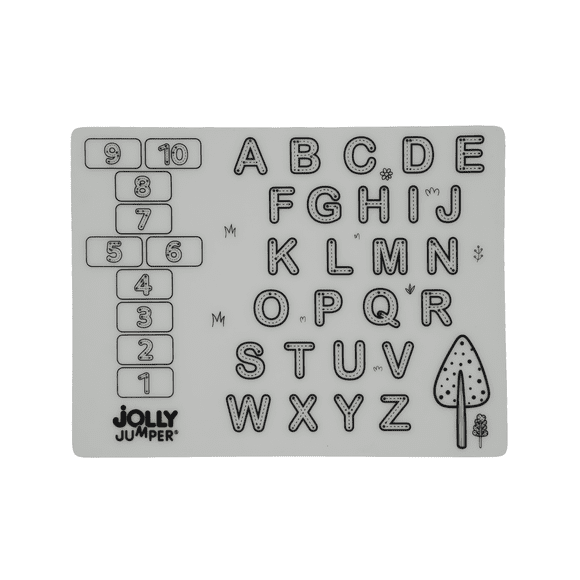 Jolly Jumper® Learning Placemat | Proudly Canadian Company | Reusable Silicone Doodle Mat with Alphabet & Numbers | Wipe-Clean Mealtime Placemat for Kids | 40 × 30 cm (16 × 12 in)