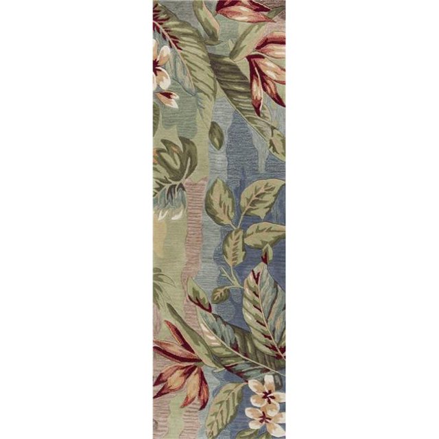 HomeRoots 352391 2 ft. 3 in. x 7 ft. 6 in. Runner Polyester Blue & Sage Area Rug