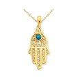 thumbnail image 1 of 14K Yellow Gold Hamsa Synthetic Turquoise Filigree Pendant Necklace with Chain, 1 of 4