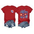 thumbnail image 2 of Pisexur Hauts pour Femmes Décontractés en Lin Col Rond Grande Taille Imprimé Manches Courtes T-shirt Blouse, Hauts d'Été pour Femmes Vert Armée, 4TG, 2 of 2