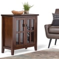 thumbnail image 2 of SIMPLIHOME Artisan Armoire de Rangement Basse Contemporaine en Bois Massif de 30 Pouces de Large, Brun Roux, avec 2 Portes en Verre Trempé, 2 Tablettes Ajustables, 2 of 2