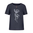 thumbnail image 4 of Blouses pour Femmes, Mode Blouses Imprimées Décontractées pour Femmes Chemises à Boutons Manches Courtes Col Rond Hauts, 4 of 4