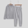 thumbnail image 2 of 2025 Women Solid Color Hooded Rompers with Open Legs Sweatshirt and Pant Tracksuit Womens Summer Work Suits Sport, 2 of 7