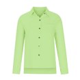 thumbnail image 4 of Yuyuzo Plus Size Tops for Women Long Sleeve Lapel Collared Cotton Linen Solid Color Button down Shirts with Pockets, 4 of 7