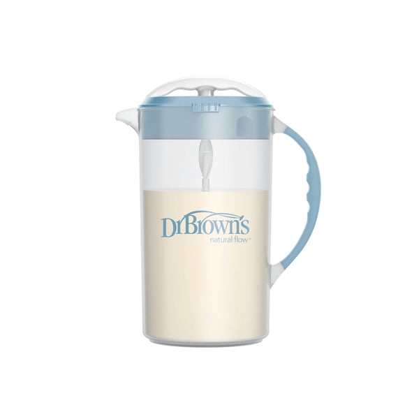 Dr. Brown's Pichet Mélangeur pour Préparation pour Nourrissons avec Bouchon Réglable, Couvercle Verrouillable, Bec Verseur Anti-Goutte, 36oz, Sans BPA, Bleu
