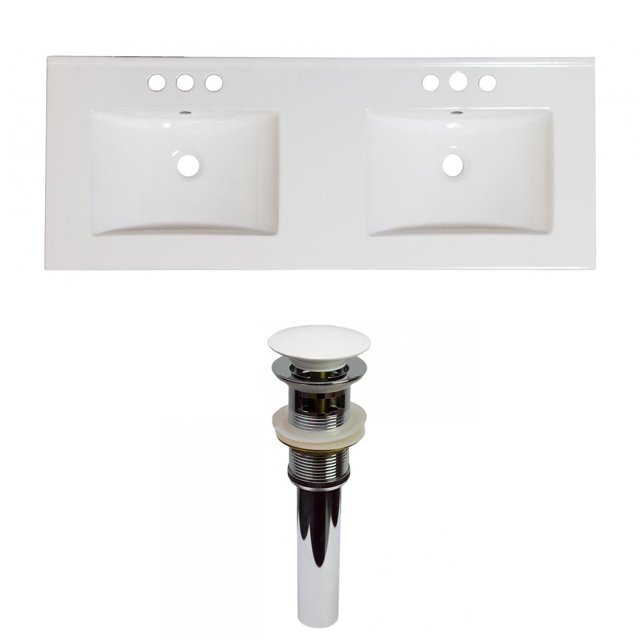 American Imaginations 59-in. W 3H4-in. Ceramic Top Set In White Color - Overflow Drain Incl. AI-31653