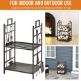 thumbnail image 4 of Outsunny 2-Layer Heavy Duty Firewood Rack Wood Log Fireplace Stacker  w/ 4 Tools, Black and Gold, 4 of 10