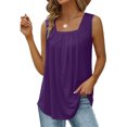 thumbnail image 3 of Birdeem T-Shirt Mode Femme Couleur Unie Col Carré Confortable Ample Sans Manches Blouse Décontractée, 3 of 6