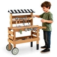 thumbnail image 1 of Gymax 2-in-1 Wooden Kids Cart & Tool Bench Play Workbench w/Realistic Tools Top Canopy, 1 of 10