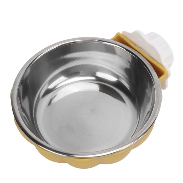 Chien Amovible Mangeoire en Acier Inoxydable, Forme de Citrouille Multifonctionnelle Ronde Boucle à Vis Conception Suspendu Bol pour Chien Peu Profond pour les Chats pour les Cobayes pour les Oiseaux Orange, Jaune, Bleu