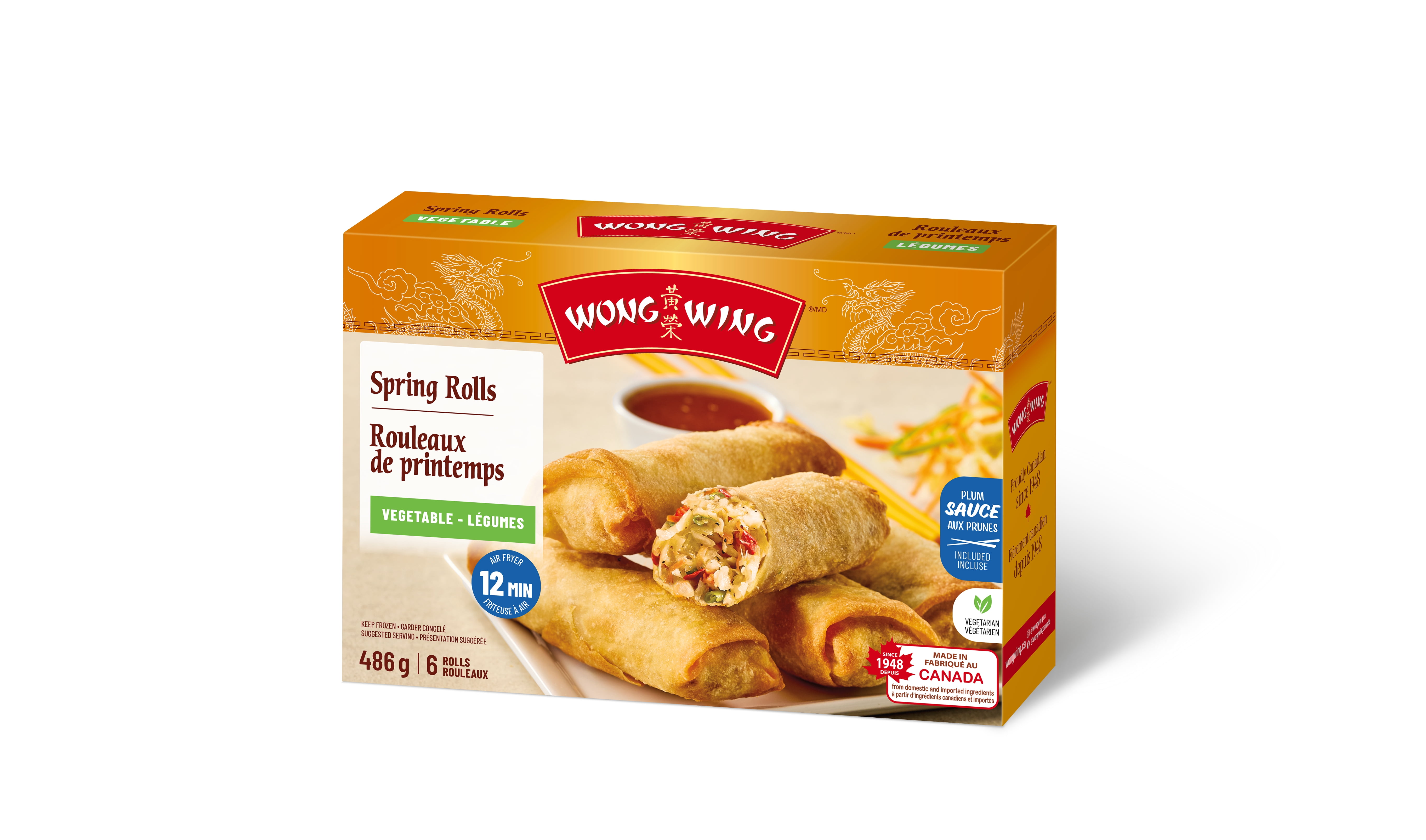 Wong Wing Vegetable Spring Rolls, 6 Vegetable Spring Rolls with sauce