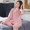 thumbnail image 2 of REDHOTYPE New Fashion Floral Print Women Pajama Button Design Long Sleeve Cotton Pajama Set Plus Size, 2 of 3