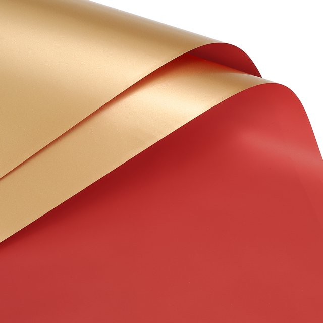 Unique Bargains Double Sided Color Flower Wrapping Paper Wine+Gold 22.8'x22.8' Waterproof 10 Pack