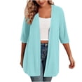 thumbnail image 1 of Timegard Cardigans for Women 1/2 Sleeve Open Front Lightweight Solid Color Casual Loose Jacket Tops, 1 of 7