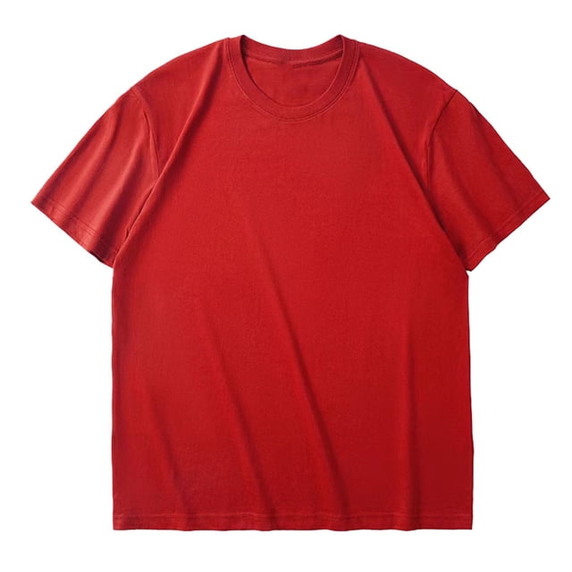 Pisexur T Shirts for Man , Hommes Couleur Unie Mode Décontractée Ventilée Col Rond Exercice Manches Courtes Haut Rouge, m Chemises de Golf Hommes & Chemises Hommes