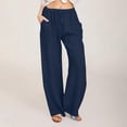 thumbnail image 2 of Timegard Cotton Linen Pants for Women Elastic Waist Drawstring Fall Travel Casual Pants with Pockets, 2 of 5