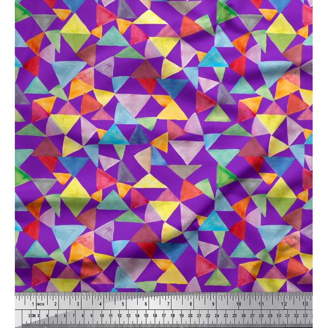 Soimoi Cotton Cambric Fabric Triangle Geometric Print Fabric by Yard 42 Inch Wide