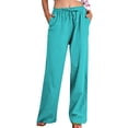 thumbnail image 1 of FNFYFH Clearance Womens Wide Leg Pants with Pockets Drawstring Cotton Linen Pant Solid Palazzo Trousers,Yellow, 1 of 9