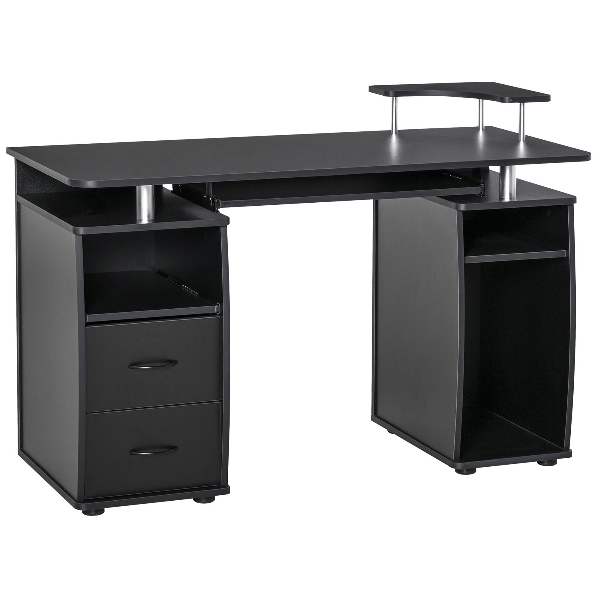 HOMCOM Bureau d'Ordinateur de Bureau Table Poste de Travail avec Plateau pour Clavier, Noir