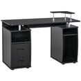 thumbnail image 1 of HOMCOM Computer Office Desk Table Workstation w/ Keyboard Tray, Black, 1 of 10