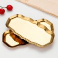 thumbnail image 2 of Wave-Shape Stainless Steel Tray  Cosmetics Jewelry Display Organizer  Trinket Dish  Candle Tray  Vanity Bathroom Ring Holder Tray  Storage Tray Dish Plate, 2 of 7